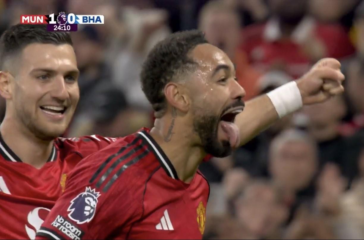 对阵布莱顿破门,马特乌斯-库尼亚攻入曼联生涯首球